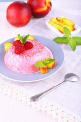 Round shaped cake with fruits and berries
