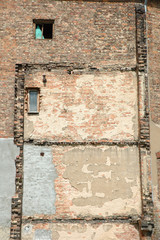 Old building wall with windows background