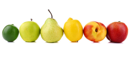 Fototapeta na wymiar Assortment of juicy fruits isolated on white
