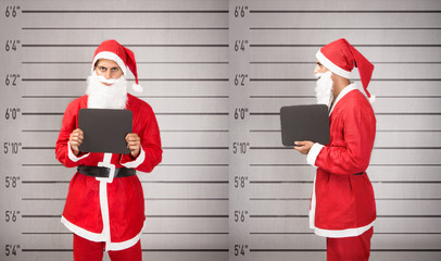 Santa Claus arrested in a prison situation