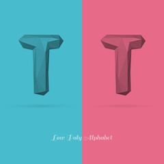 Polygonal Flat Alphabet Letter T