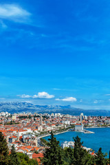 Panoramic view from high on Croatian city of Split