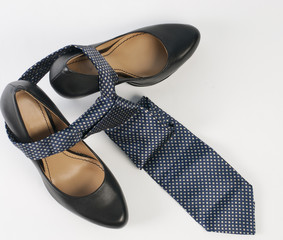 Female shoe and neck tie
