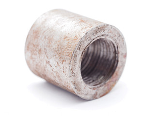 steel nut on a white background