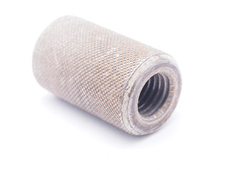 steel nut on a white background