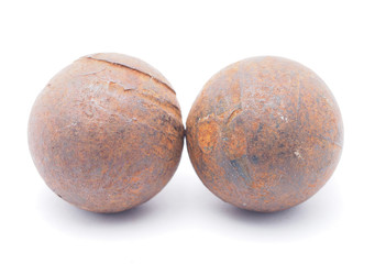 old rusty ball bearing on a white background