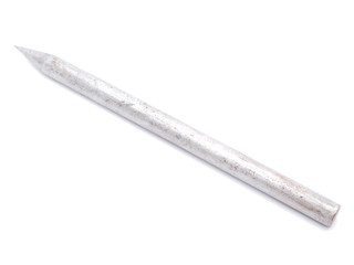 sharp metal rod on white background