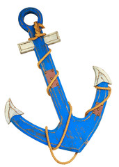 Old wooden anchor isolated, white background © WS Films