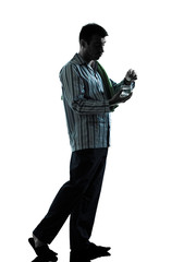 man pajamas taking medicine effervescent stomach ache pain