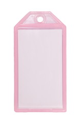 colorful plastic tag label isolated on white background