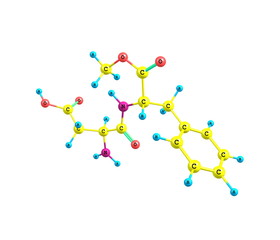 Aspartame molecule isolated on white