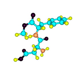Aspartame molecule isolated on white