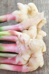 close - up fresh ginger root vegetable