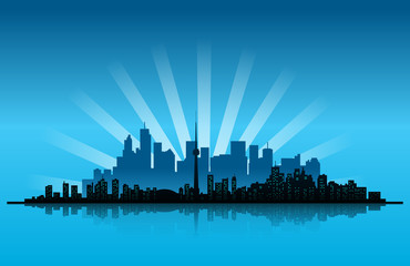 città, skyline, metropoli