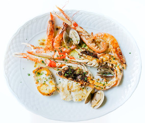 Grilled seafood.