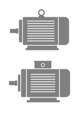 Grey electric motor icons on white background