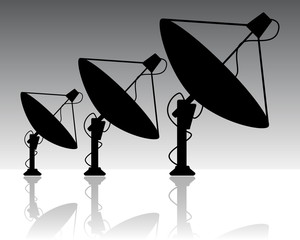 satellite dishes silhouette