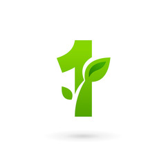Number one 1 eco leaves logo icon design template elements