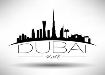 City of Dubai Typographic Skyline Design