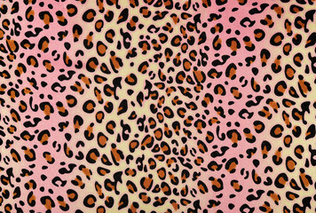 Brown leopard pattern on pink and yellow stripes.Animal print. - 69268385