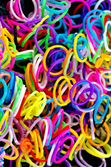 close up of colorful elastic loom bands color full