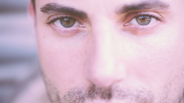 Close-up on young man's eyes