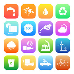 Colorful style Eco icons vector set.