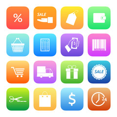 Colorful style Shopping icons vector set.