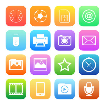 Colorful style mobile phone icons vector set.