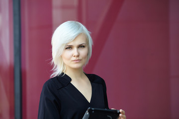 business woman with tablet