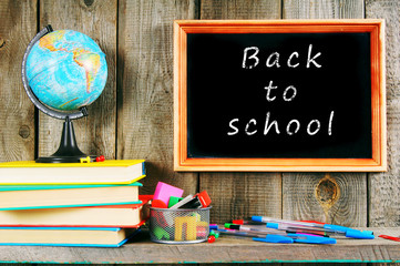 Back to school. Books and school tools .