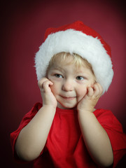 beauty boy in christmas hat