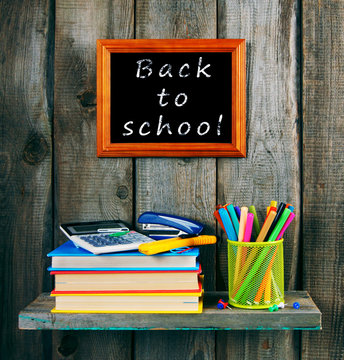 Back to school. Books and school tools .