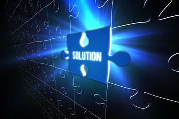 Blue solution glowing jigsaw piece