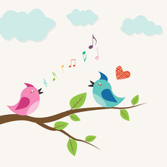 singing bird on a branch