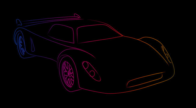Neon sports car