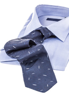 Blue Tie And Shirt On White