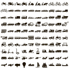100 vector icons of transport © radzko