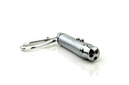 LED Electric torch - laser Pointer isolated on white background