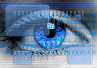 eye with high-tech transparent screen