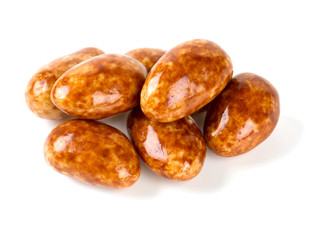 chocolate almonds isolated on white