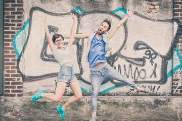 couple of friends young  man and woman