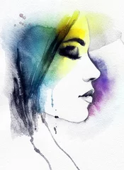 Peel and stick wall murals Aquarel Face woman portrait  .abstract  watercolor .fashion background