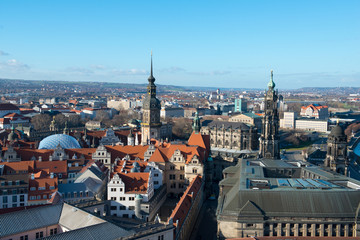 Fototapeta na wymiar Panoramic view of Dresden from Frauenkirche church
