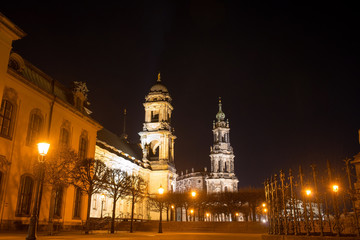 Naklejka premium Scena nocna w Dreźnie, Niemcy