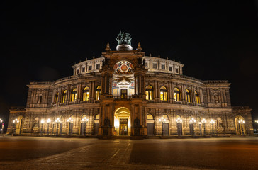 Fototapeta na wymiar Night scene in Dresden, Germany. Opera house