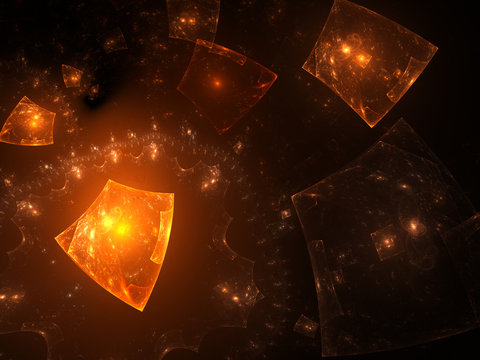 Glowing Orange Objects In Space