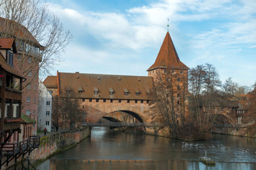 Fototapeta premium View of the Old Town architecture in Nuremberg, Germany