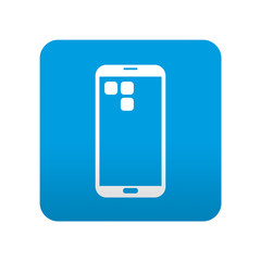 Etiqueta tipo app azul simbolo smartphone