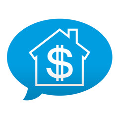 Etiqueta tipo app azul comentario simbolo banco